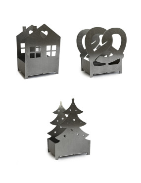 Lot 3 Photophores de Noël En Inox