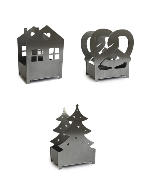 Lot 3 Photophores de Noël En Inox