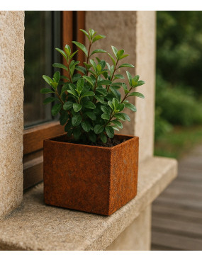 Pot de Fleur Carré Métal Acier Corten - 10x10x10cm