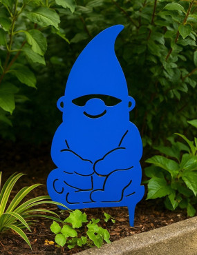 nain de jardin bleu métal