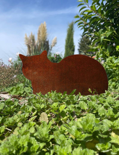 Chat corten déco jardin