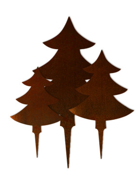 Lot 3 sapins metal acier corten pour extérieur