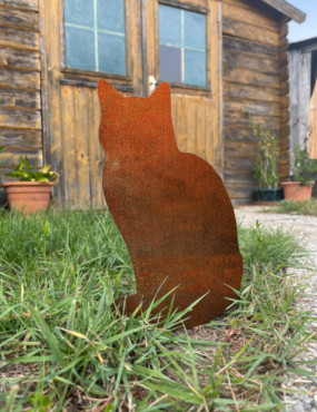 décoration chat métal corten