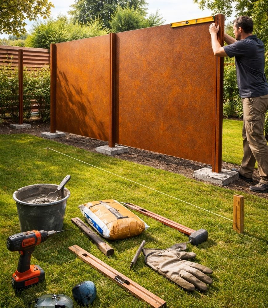 Poser son panneau brise-vue en acier corten - Comment faire ?
